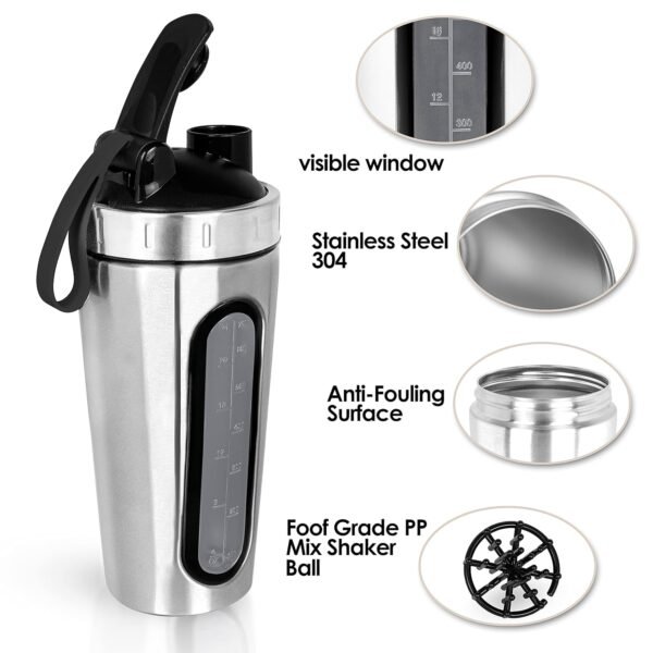 Steel Shaker Bottles for Protein Shake, Gym Bottles for Men Protein Shaker Bottle for Gym Shaker Bottles for Gym Bottle Gym Water Bottle for Men Shaker Steel Shaker Bottle…