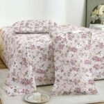 Story@Home 190 TC Cotton Double Bedsheet Set with 2 Pillow Covers | Soft Breathable Fabric | 250 x 225 cm Double Bed Sheet | Light Pink & Brown Floral Printed Bedding for Bedroom
