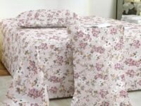 Story@Home 190 TC Cotton Double Bedsheet Set with 2 Pillow Covers | Soft Breathable Fabric | 250 x 225 cm Double Bed Sheet | Light Pink & Brown Floral Printed Bedding for Bedroom