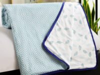 Story@Home Dohar Double Bed Cotton 100% | 150GSM 225 x240 cm Quilt AC Blanket for Summer | AC Comforter Double Bed | Sky Blue & White Geometric Reversible Design Duvet | All-Season Blanket