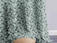 Story@Home Door Curtains 7 Feet Long Set of 1 | Geometric Printed | Semi Transparent Curtain | Net Curtains | Sheer Curtain for Living Room | (118 x 215 cm, Grey) | Perfect for Home Decor