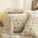 Story@Home King Size Bedsheet | Cloud Cotton Flatsheet King Size with Two Pillow Covers| Super Soft Bed Sheet for King Size Bed | Floral Design (270 x 250 cm, Off White & Yellow)