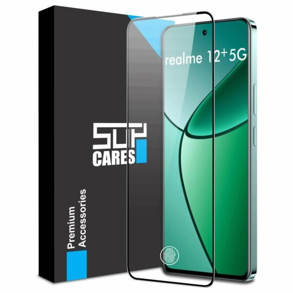 SupCares Tempered Glass for Realme 12 Plus, 12+, P1, Realme Narzo 70 and Realme Narzo 70 Pro (6.67 Inch) With Installation Kit | 9H Edge to Edge Screen Protector | Black