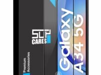 SupCares Tempered Glass for Samsung Galaxy A34 (6.6 Inch) With Installation Kit | 9H Edge to Edge Screen Protector | Black