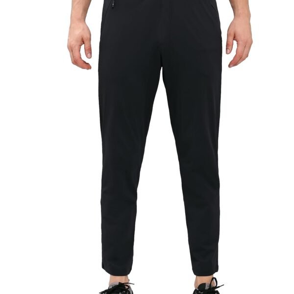 TECHNOSPORT Men's Relaxed Fit Track Pants with Zip Pockets, 4-Way Crispy Quick Dry Stretchable Lightweight Lower for Gym Running Yoga and Sports