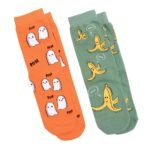 THELA GAADI Cotton Men's and Women's Printed Quirky & Funky Socks - Unisex Mid Crew Length Bae and Boo Socks, Odour Free, Breathable, Pure Cotton, Soft, Combo Pack of 2