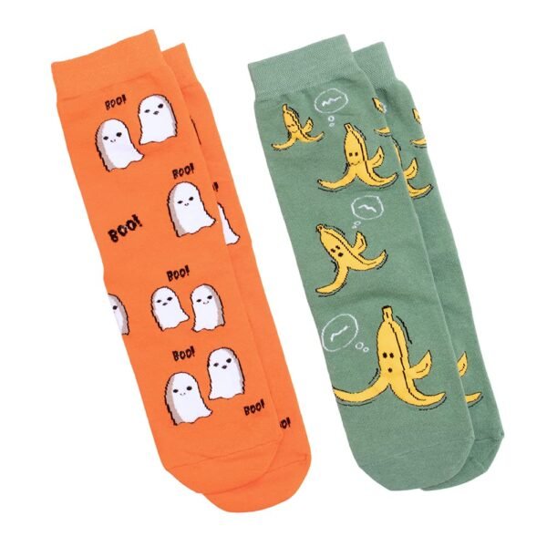THELA GAADI Cotton Men's and Women's Printed Quirky & Funky Socks - Unisex Mid Crew Length Bae and Boo Socks, Odour Free, Breathable, Pure Cotton, Soft, Combo Pack of 2