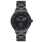 TIMEX Analog Watch for man with Black Round Dial & Black Stainless Steel Bracelet Band Water Resistant Men's Wrist Watches - TWHG03SMU17