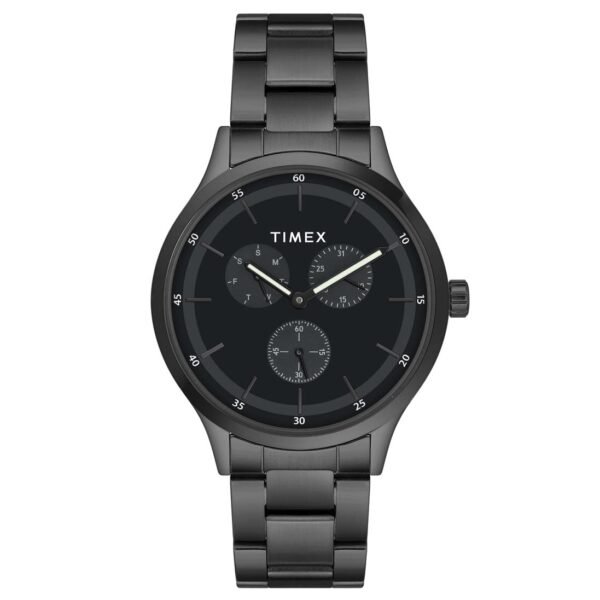 TIMEX Analog Watch for man with Black Round Dial & Black Stainless Steel Bracelet Band Water Resistant Men's Wrist Watches - TWHG03SMU17