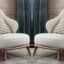 T&T Co. Prestigious & Versatile Leisure Design French Armchair Lounge Chair Stylish Single Seater Sofa Set Accent Chair for Living Room Bedroom (Set of 2 Chairs, Beige with Brown)