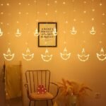 The Purple Tree Decorative Diya Diwali Light Curtain, String Lights with 12 Hanging Diyas, 8 Flashing Modes - 2.5 Meter (1 Curtain) 138 Led, Diwali Decorative Light