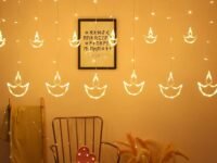 The Purple Tree Decorative Diya Diwali Light Curtain, String Lights with 12 Hanging Diyas, 8 Flashing Modes - 2.5 Meter (1 Curtain) 138 Led, Diwali Decorative Light