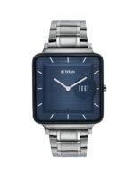 Titan Edge Quad Quartz Analog Blue Dial Anthracite Stainless Steel Strap Watch for Men - NT10017QM01
