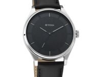 Titan Workwear Quartz Analog Black Dial Black Leather Strap Watch for Men - NT1802SL11