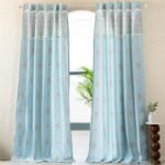 Tranquebar Curtain Co. Window Curtains 5 Feet, 60-65% Room Darkening, Turquoise Floral Print, Cotton Curtains for Window, Cotton Curtains 5 Feet Long Set of 2, BackTab Loops, Taj (152 cm) - Set of 2