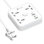 UltraProlink 6 in 1 Extension Board Power Strip Multi-Port| ISI Approved Heavy Duty Cable-2m| 6 Ports-1 Fast Charge Type-C(PD 20W) 2 USB-A Ports & 3 AC Sockets|Charging iPhones 50% in 30 mins