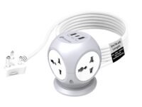 UltraProlink 7 in 1 Cube Extension Board Power Strip Multi-Ports|Device Safety with ISI Approved Heavy Duty Cable 5m/16.4’|Fast Charge iPhone 50% in 30 min|Type-C(PD 20W)+USB-A 20W &4AC Sockets|UM1222