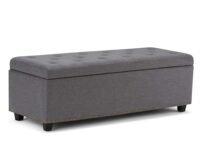 Urban Design Organizer Stool Chest Storage Box with Lid/Multi-Functional Collapsible Ottoman Footrest Seat Footstool,Linen,Grey
