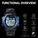 V2A Digital Kids Sports Watch with 7 Color Backlight Alarm Stopwatch for Boys and Girls