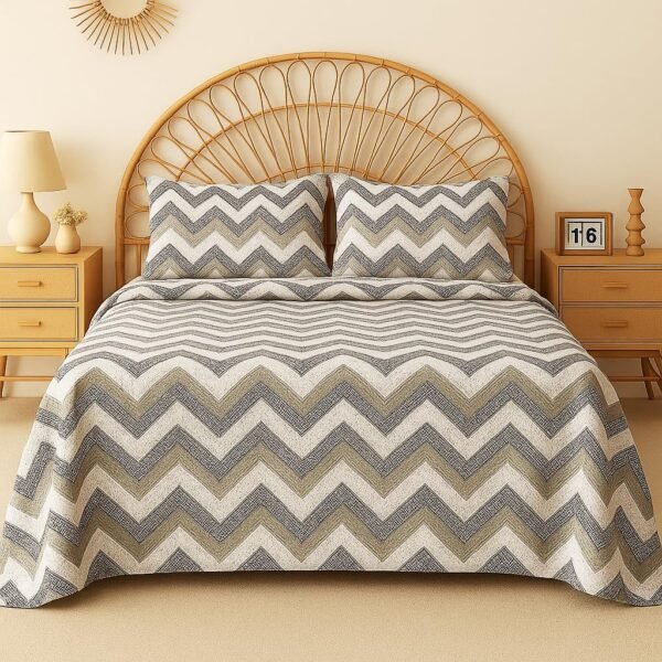 VAS COLLECTIONS Cloud Cotton Double Bedsheet 180 TC | Soft & Breathable Cotton Bedding Set with 2 Pillow Covers | Elegant Floral Printed Bed Sheet for Bedroom & Home | 90x90 Inches (Grey Shade)
