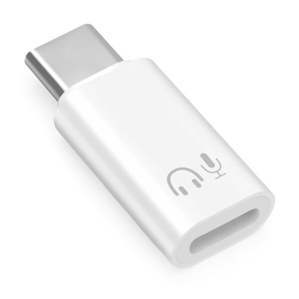 Verilux Lighting to Type C Earphone Converter, UBSC Male to Lighting Female | Type C to Lighting Connector with Aluminum Alloy Housing for iPhone 17/16/15, Support Hands-Free Calling, Volume Control