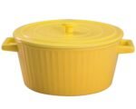 WHJY Yellow Colorful Ceramic Casserole Dish with Lid，1 Quart Ceramic Casserole Pan for Bakeware Oven