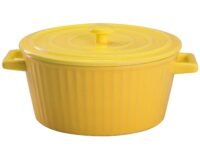 WHJY Yellow Colorful Ceramic Casserole Dish with Lid,1 Quart Ceramic Casserole Pan for Bakeware Oven