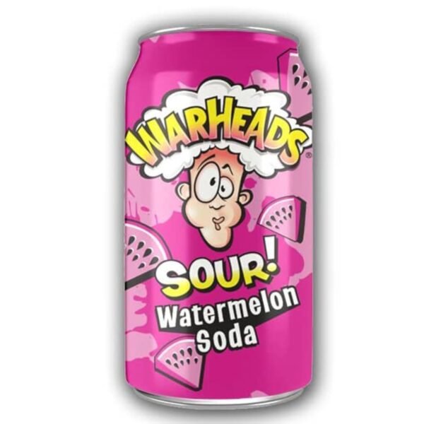 WarHeads Sour Watermelon Soda 355ml (Pack of 6 Cans X 355ml Each) Imported