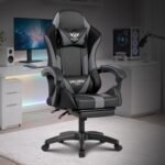 Warrior Gaming & Office Ergonomic Chair | Vegan Leather | High Back 135° Recliner | Adjustable Height & Linkage Armrest | Lumbar Support | 360° Swivel | 3 Year Warranty (Grey)
