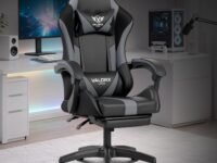 Warrior Gaming & Office Ergonomic Chair | Vegan Leather | High Back 135° Recliner | Adjustable Height & Linkage Armrest | Lumbar Support | 360° Swivel | 3 Year Warranty (Grey)
