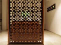 Wooden Room Divider only | Wooden Partition for Living Room | Room Separator | Office Wooden Separator Between Room and Kitchen(Teak Wood Color,6 * 4ft)/ only partition no Cabinet