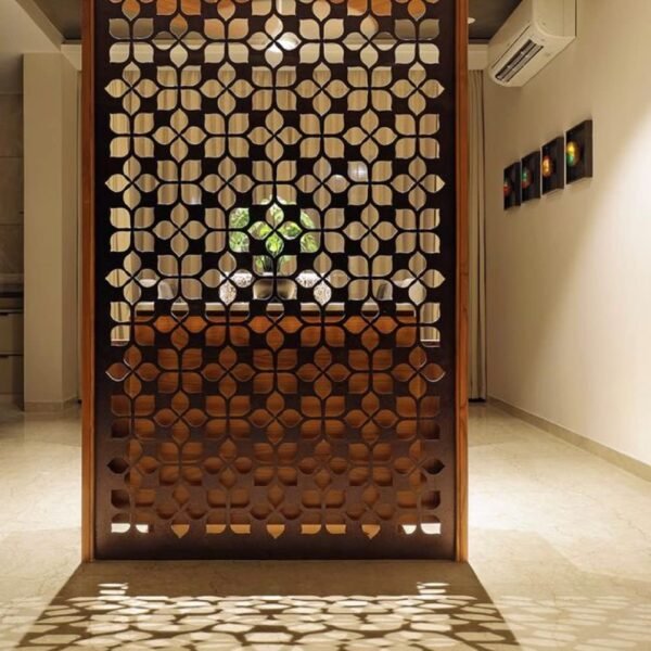 Wooden Room Divider only | Wooden Partition for Living Room | Room Separator | Office Wooden Separator Between Room and Kitchen(Teak Wood Color,6 * 4ft)/ only partition no Cabinet