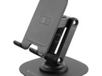 ZEBRONICS MTS200, Foldable Mobile Holder, Upto 9.6 inches, 360° Rotatable, Stepless Multi Angle Adjustment, Anti-Skid Base & Resting pad, Lightweight & Handy, Compatible with Mobile & Tablet (Black)