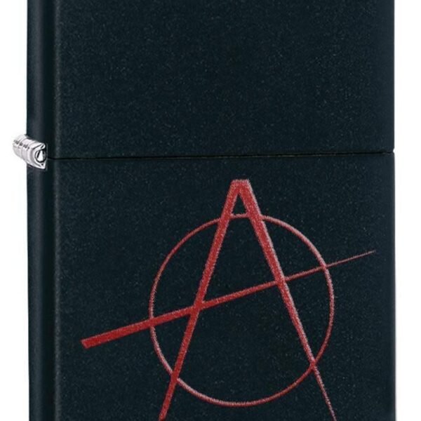 Zippo Metal Anarchy Symbol Black Matte Windproof Pocket Lighter, BIS Certifed