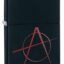 Zippo Metal Anarchy Symbol Black Matte Windproof Pocket Lighter, BIS Certifed