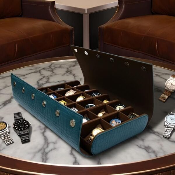essart 18-Slot Watch Roll Case – Premium Travel Organizer for Watch Collectors, PU Leather Luxury Storage, Portable & Scratch-Resistant