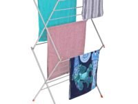 homWell Heavy Duty Stainless Steel Premium 3 Layer Tier-16 Rods (43 Feet Drying Length) Clothes Drying Stand Steel for Balcony Cloth Drying Stand Foldable Clothes Stand for Drying