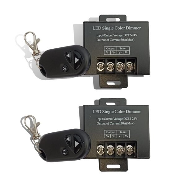 iEI 12V-24v Max 30A DC Single Color LED Strip Light Dimmer Controller with Remote Black Metal Body (DIMMER 2)