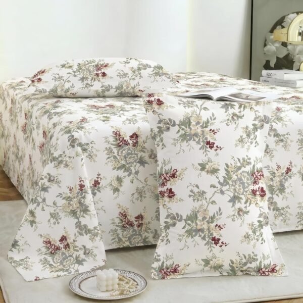 Story@Home 190 TC Cotton Double Bedsheet Set with 2 Pillow Covers | Soft Breathable Fabric | 250 x 225 cm Double Bed Sheet | Off White & Grey Floral Printed Bedding for Bedroom