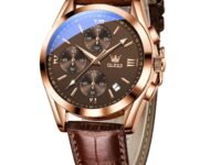 OLEVS Watches for Men Chronograph Business Wrist Watches Analog Quartz Moon Phase Stainless Steel Waterproof Luminous Dress Watches