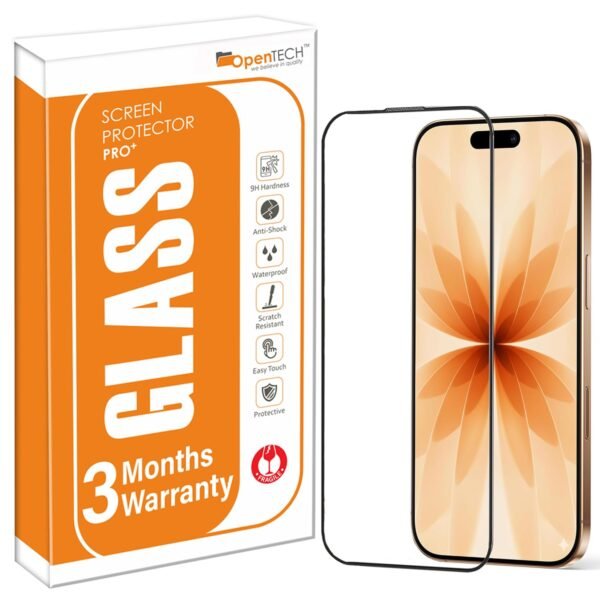OpenTech® Military-Grade Tempered Glass Screen Protector Compatible for iPhone 17 with Edge to Edge Coverage - Case Friendly, Anti-scratch and Bubble free installation kit (6.3 Inches)