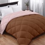 AYKA Reversible Comforter 220 GSM Microfiber Reversible AC Comforter/Blanket for Winter/Quilt/Duvets for Queen Size Single Bed Comforter (60 * 90, Brown & Peach)| TC - 220