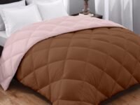AYKA Reversible Comforter 220 GSM Microfiber Reversible AC Comforter/Blanket for Winter/Quilt/Duvets for Queen Size Single Bed Comforter (60 * 90, Brown & Peach)| TC - 220