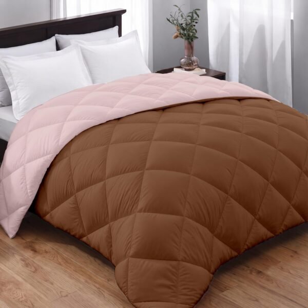 AYKA Reversible Comforter 220 GSM Microfiber Reversible AC Comforter/Blanket for Winter/Quilt/Duvets for Queen Size Single Bed Comforter (60 * 90, Brown & Peach)| TC - 220