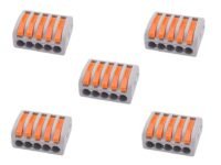 5 Pcs 5 Port Lever Wire Conductor Compact Wire Connectors Fast Connection Terminal Suitable for Multiple Types of Wires