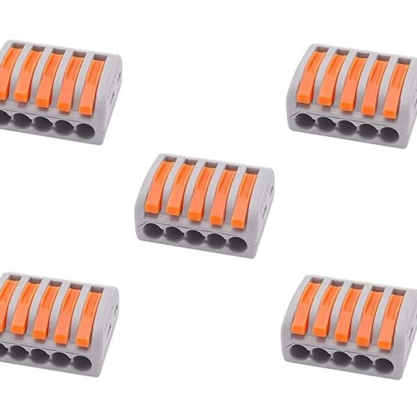 5 Pcs 5 Port Lever Wire Conductor Compact Wire Connectors Fast Connection Terminal Suitable for Multiple Types of Wires