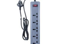 7SEVEN® 2500W Extension Board with Surge and Spike Protection, Thermal Protection, Power Indicator & Switch, 6Amp 3-Pin Power Plug, Universal Sockets for Various Country Plugs - 5 Meter Power Cord