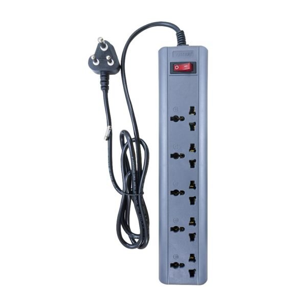 7SEVEN® 2500W Extension Board with Surge and Spike Protection, Thermal Protection, Power Indicator & Switch, 6Amp 3-Pin Power Plug, Universal Sockets for Various Country Plugs - 5 Meter Power Cord