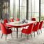 8-Seater Dining Table Set with 8 Chairs | Modern Elite Italian Statuario Marble Top | Solid Wood Base | 2 Year Warranty | Elegant Marble Dining Table – Modern Dining Room Furniture (Maroon )