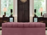AMATA Eagle 2 Seater Ottoman/pouffe Mauve Colour Suede Velvet Fabric with Two Cushions Perfect for Home Living Room and Guests (Mauve, 2 Seater)(3 Year Warranty)